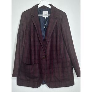 Madewell size 1X Windowpane Larsen Blazer Spiced Raisin NWT